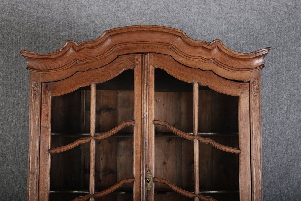Furniture Baroque Showcase In Oak With Rocilla Carvings, 1760s photo