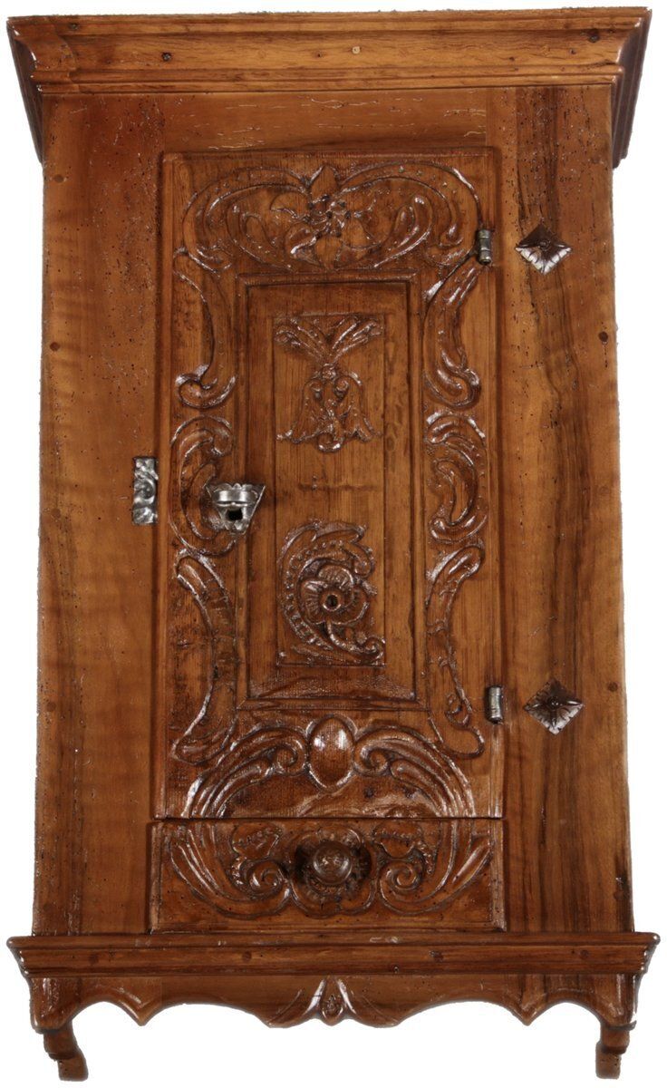 Small Antique Baroque Walnut Wall Cabinet, 1750s