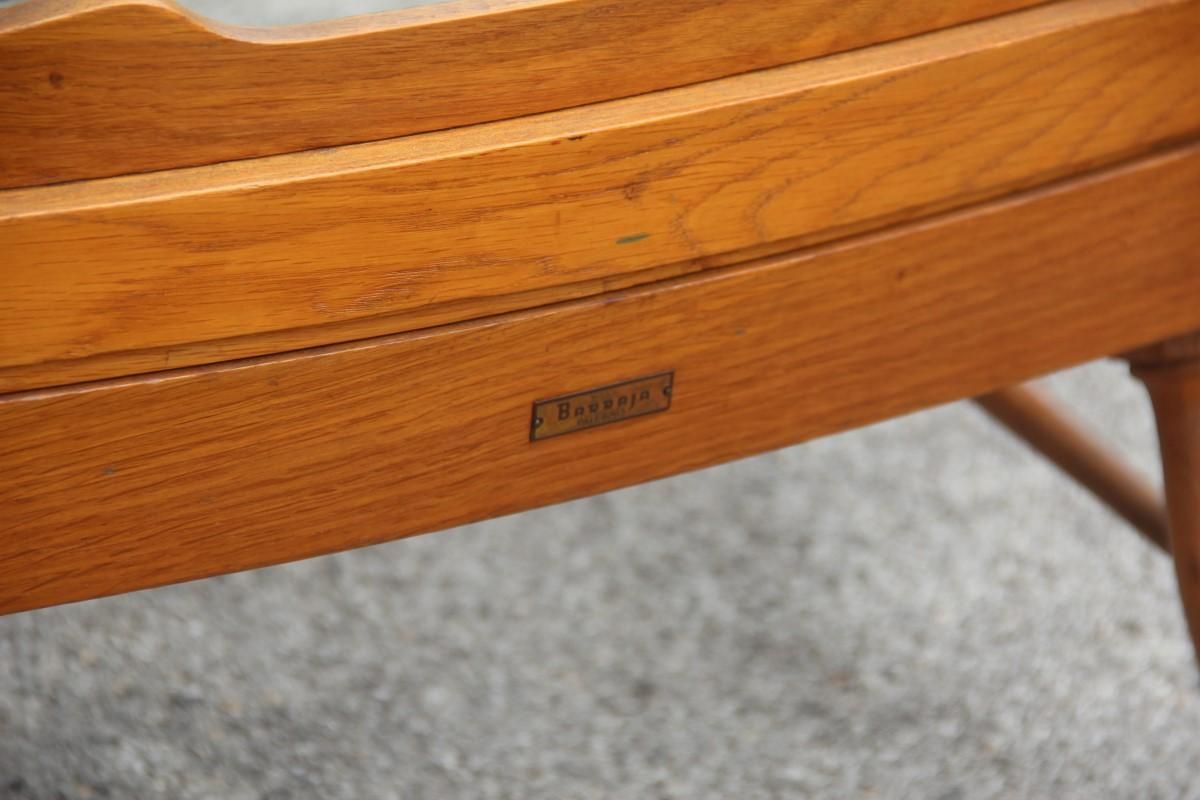 Furniture Midcentury Italian Design Reclining Chestnut Armchair 1950s Shaped Paolo Buffa photo