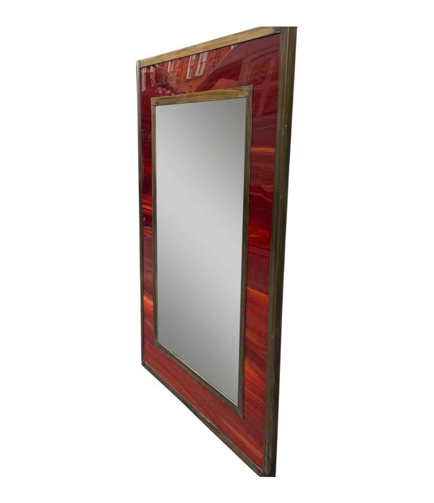 An Italian 1970s Faux Tortoiseshell And Brass Landscape Or Portrait Mirror photo furniture