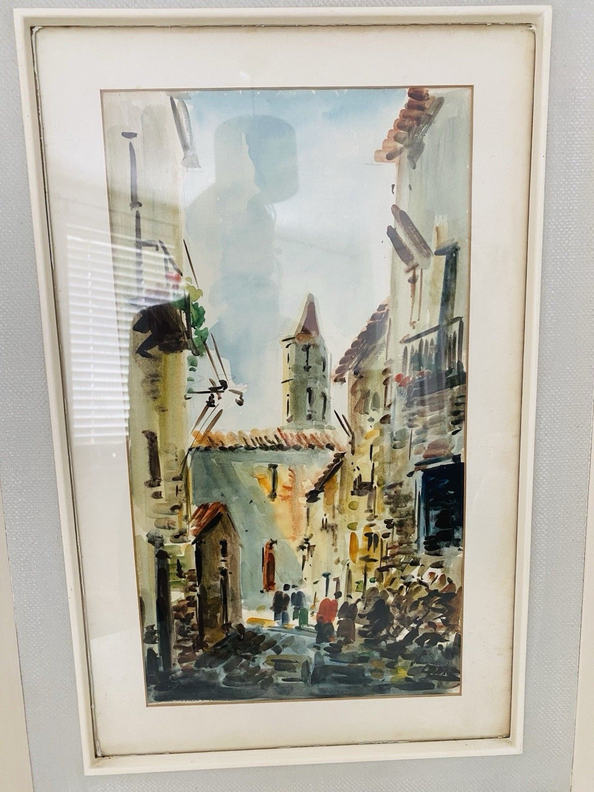 75.0 Pair Of Diaz Framed Street Scene Prints Mediterranean Village Art Wall Decor Vtg photo