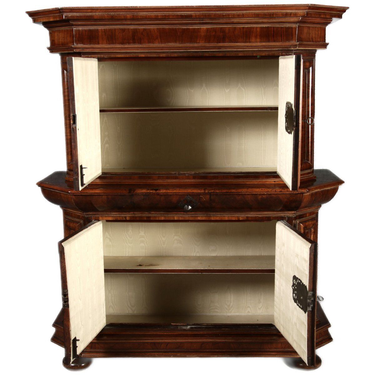 Antique Baroque Wave Top Cabinet In Walnut, 1720 photo Furniture