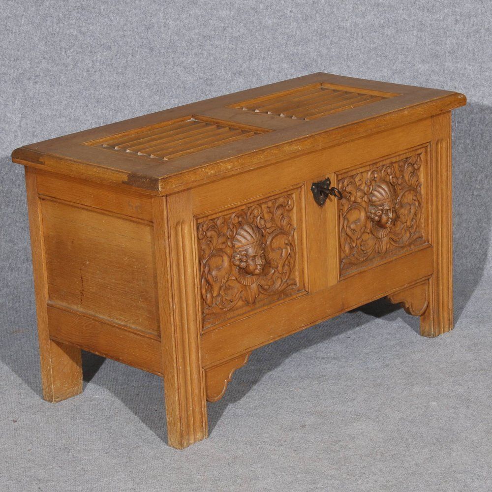 Renaissance Style Chest In Oak, 1940s photo furniture
