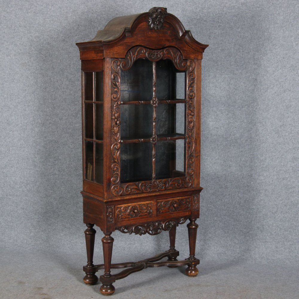 photo buy 19 Century Baroque Showcase In Oak, 1800s