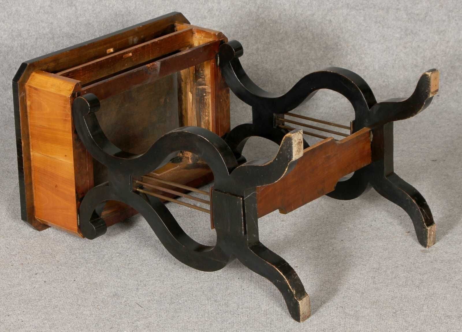 1419.0 19th Century Lyra Sewing Table In Black Cherry Wood, 1820 photo