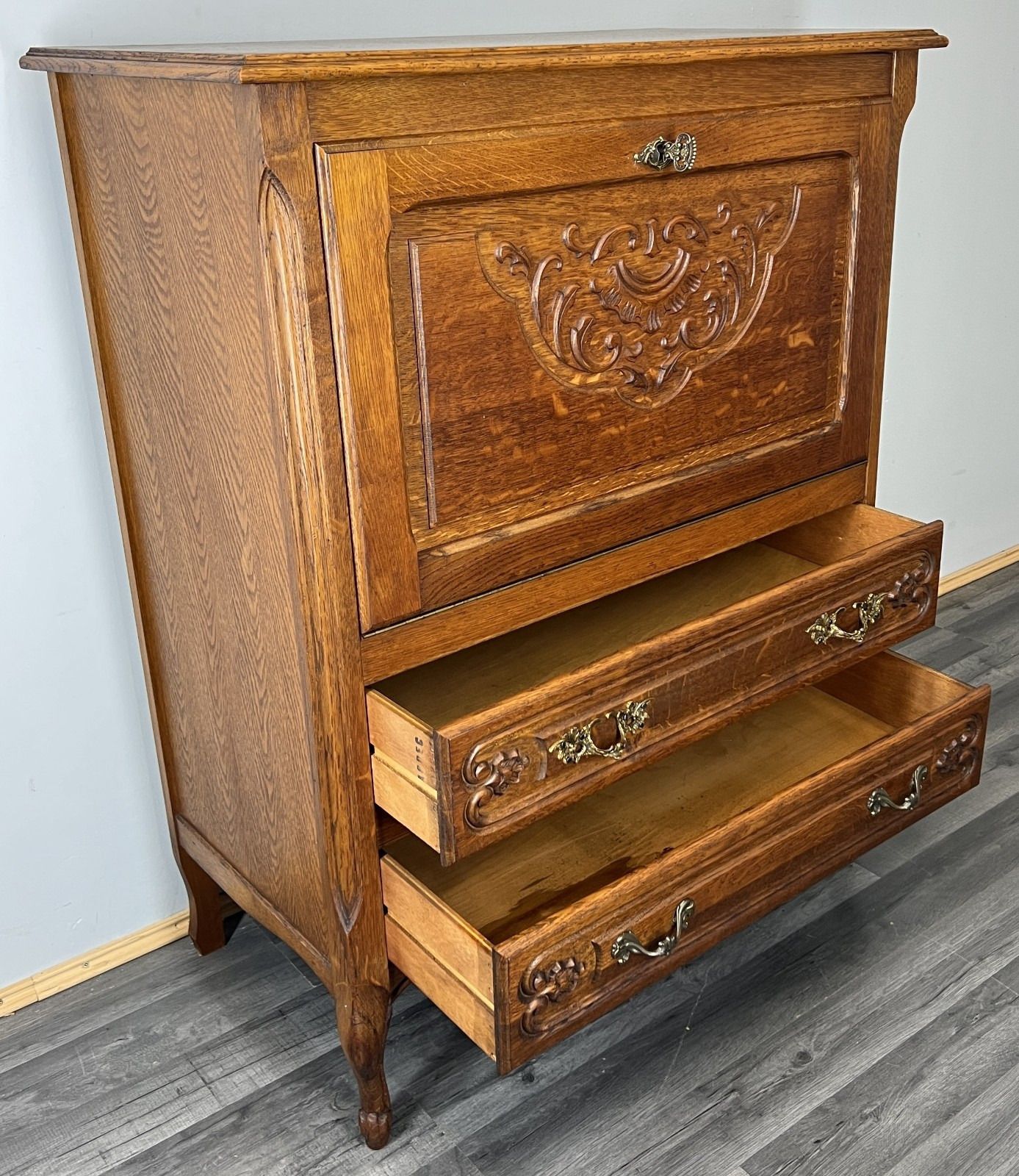 Furniture Cabinet Vintage French Louis XIV Style Sideboard Carved Cupboard Lot 4419 photo