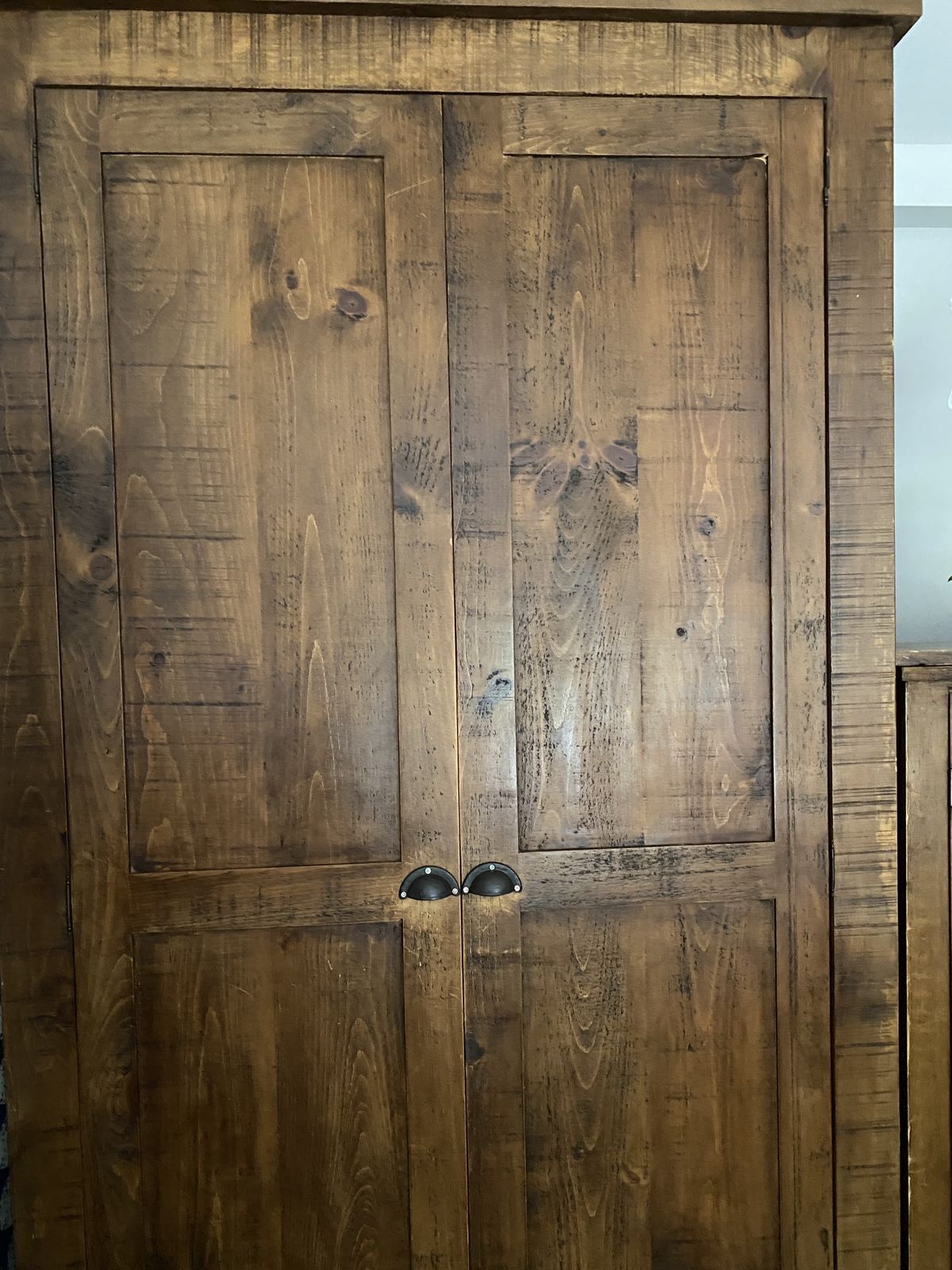 Pair Of Tall Wardrobes Custom Handmade Planed Solid Wood 7ft 6” Tall photo Furniture