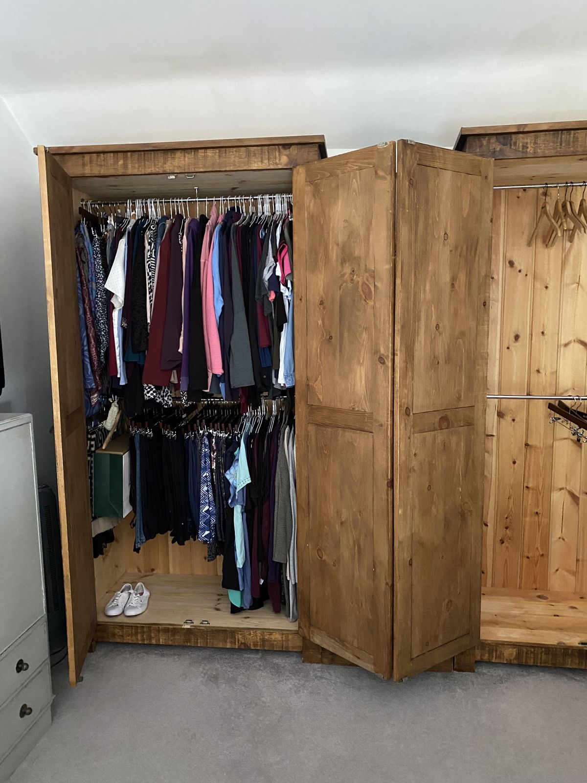 Pair Of Tall Wardrobes Custom Handmade Planed Solid Wood 7ft 6” Tall photo vinterior