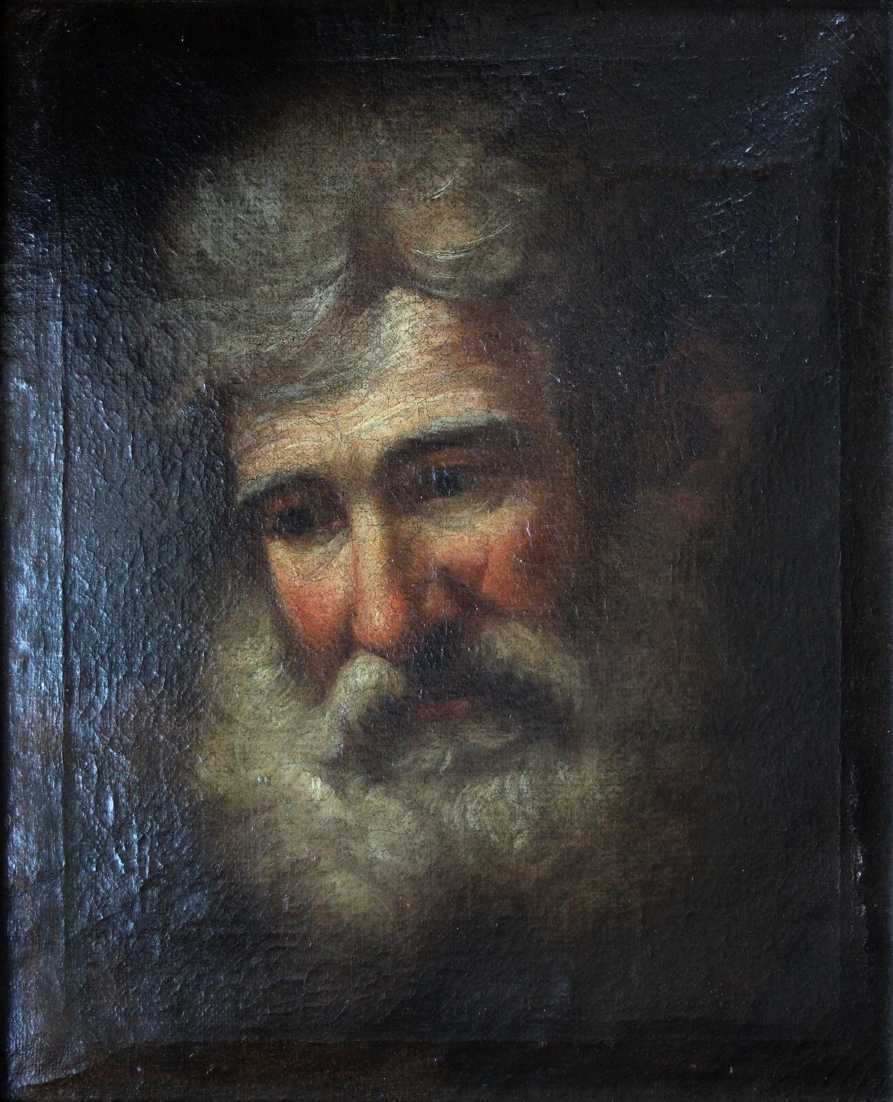 Baroque Portrait Of An Old Man/Saint With Grey Beard 18th Century photo vintage