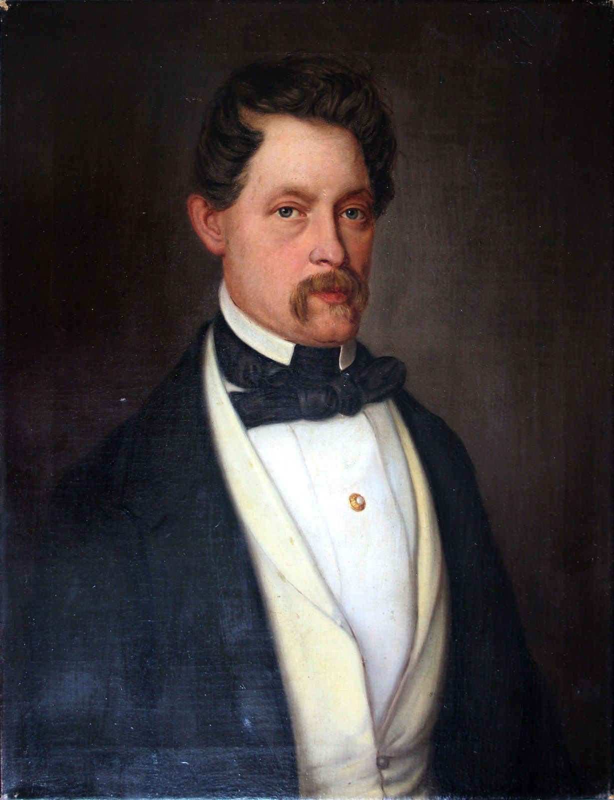 Biedermeier Portrait Of An Elegant Gentleman Man Portrait 19th Century Circa 1840 photo vintage