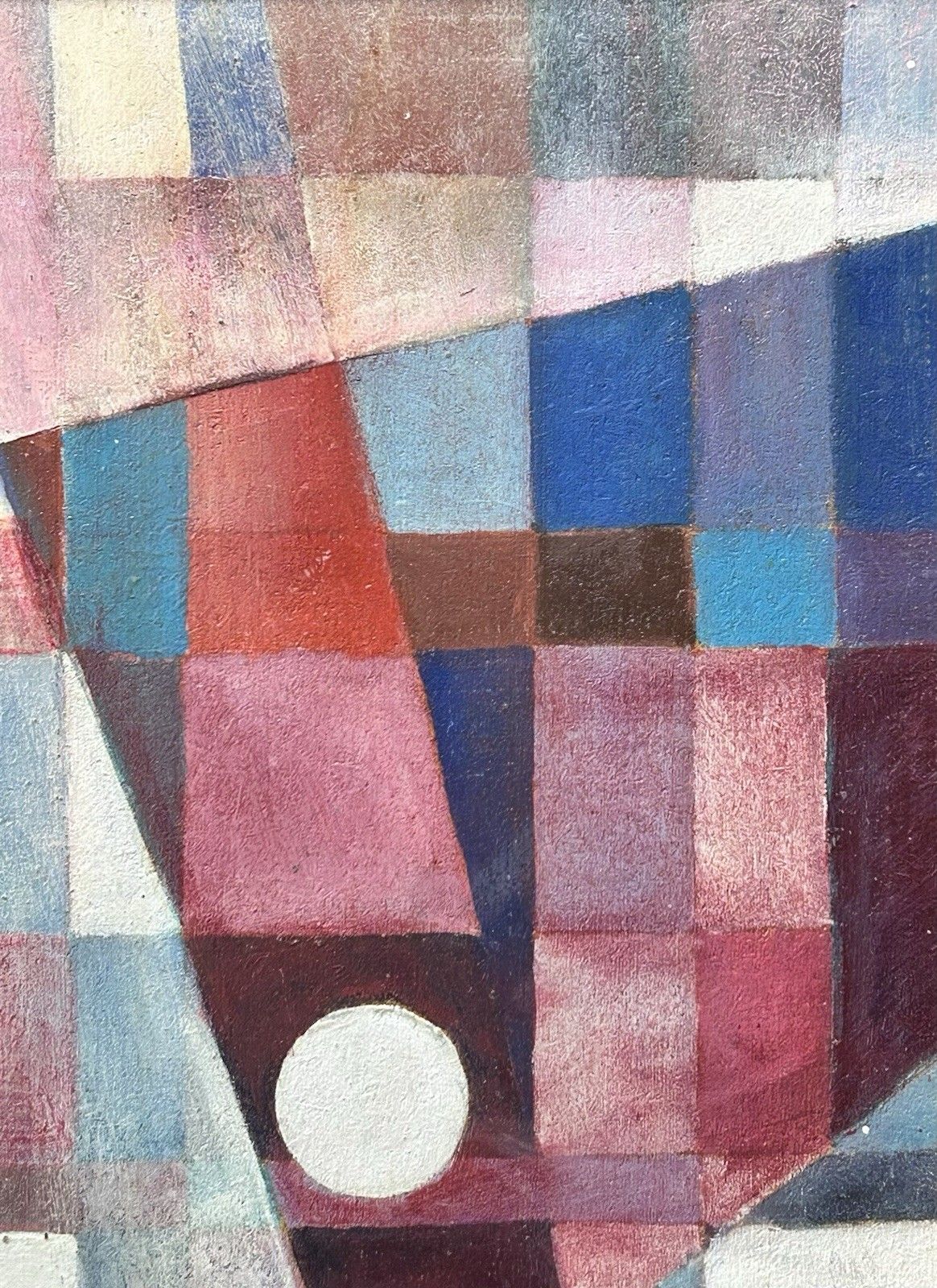 Antique Original Oil Painting, Modernist Abstract Composition 1970s, Framed photo Art
