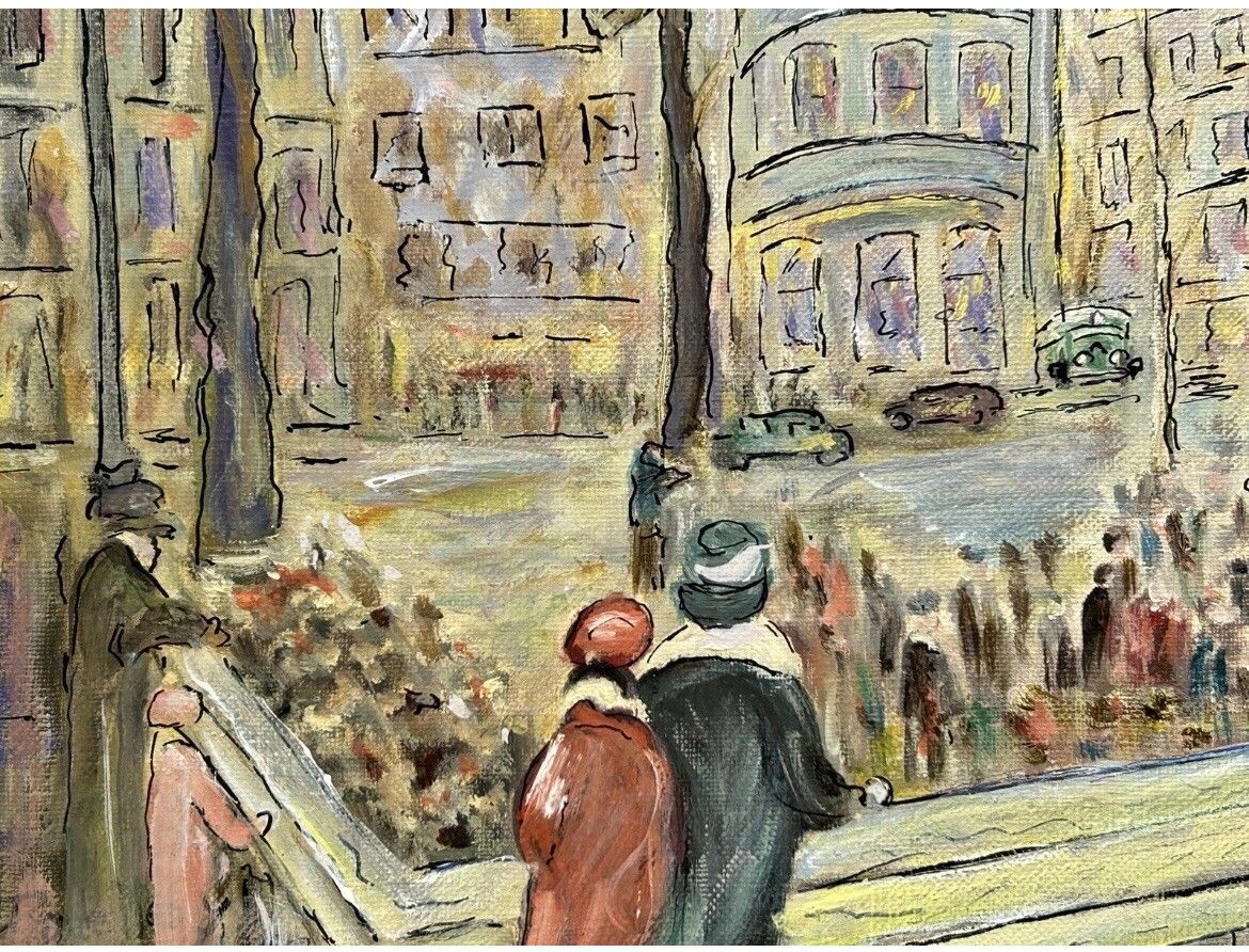 Paris City Vintage Oil Canvas Painting, Landscape Scenariy Cityscape France photo buy