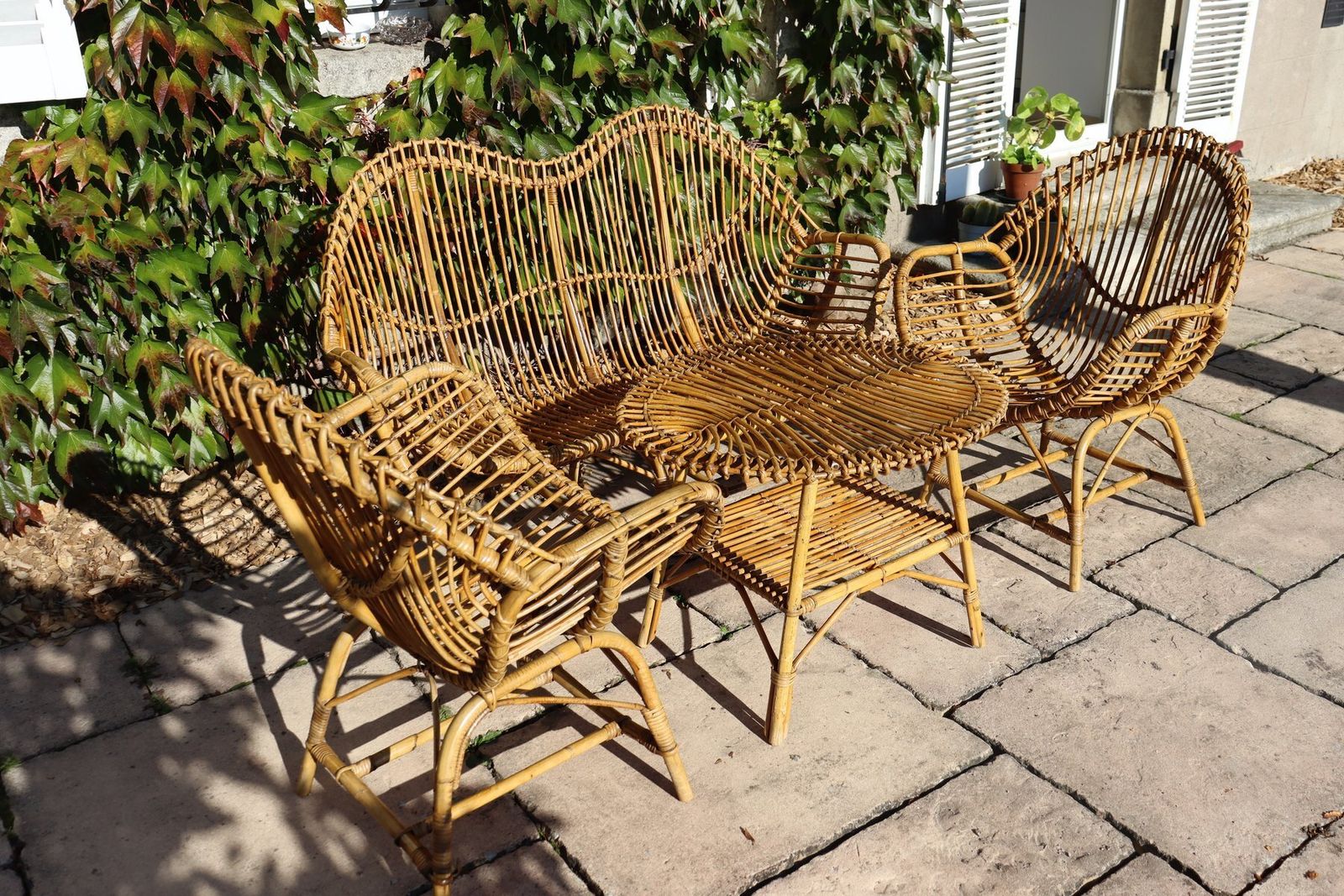 Rattan And Bamboo Garden Furniture Attributed To Franco Albini, Italy, 1960s, Set Of 4 photo furniture