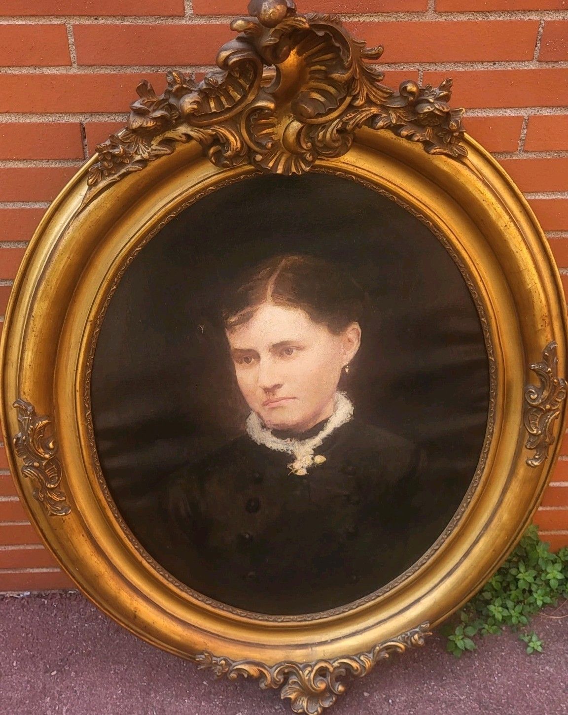 French School Portrait Woman. Oil Painting On Canvas.