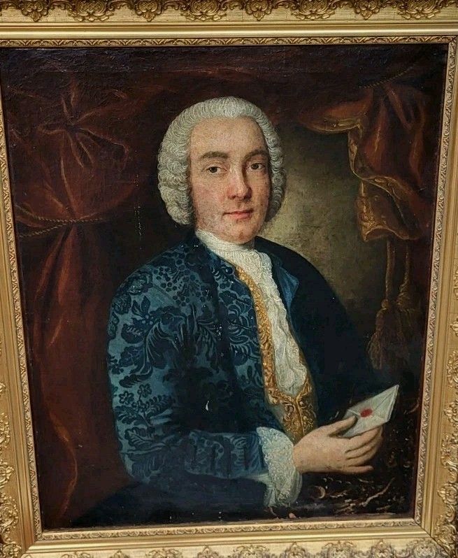 photo furniture 18e Eeuwse Franse School. Portret Van Een Man: Olieverf Op Doek.