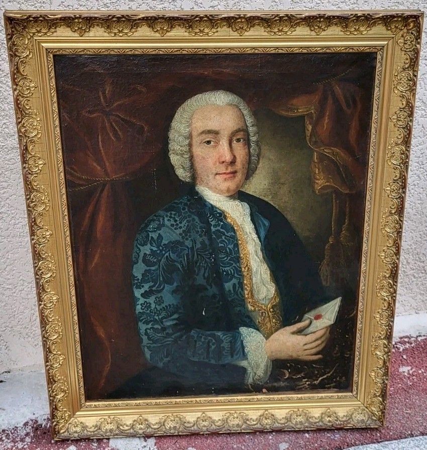 photo for sale 18e Eeuwse Franse School. Portret Van Een Man: Olieverf Op Doek.