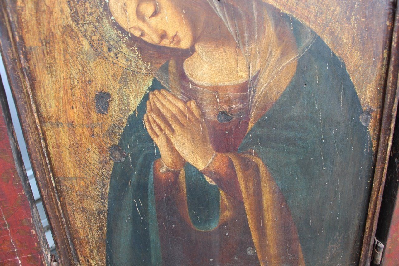 Italian Artist, The Virgin Mary Triptych, 18th Century, Large Painted Panel photo 5363.0