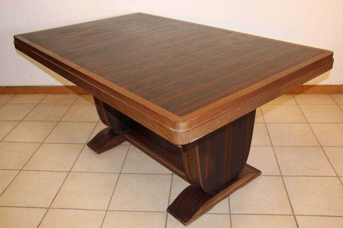 Furniture Art Deco Macassar Ebony Dining Table, 1930s photo