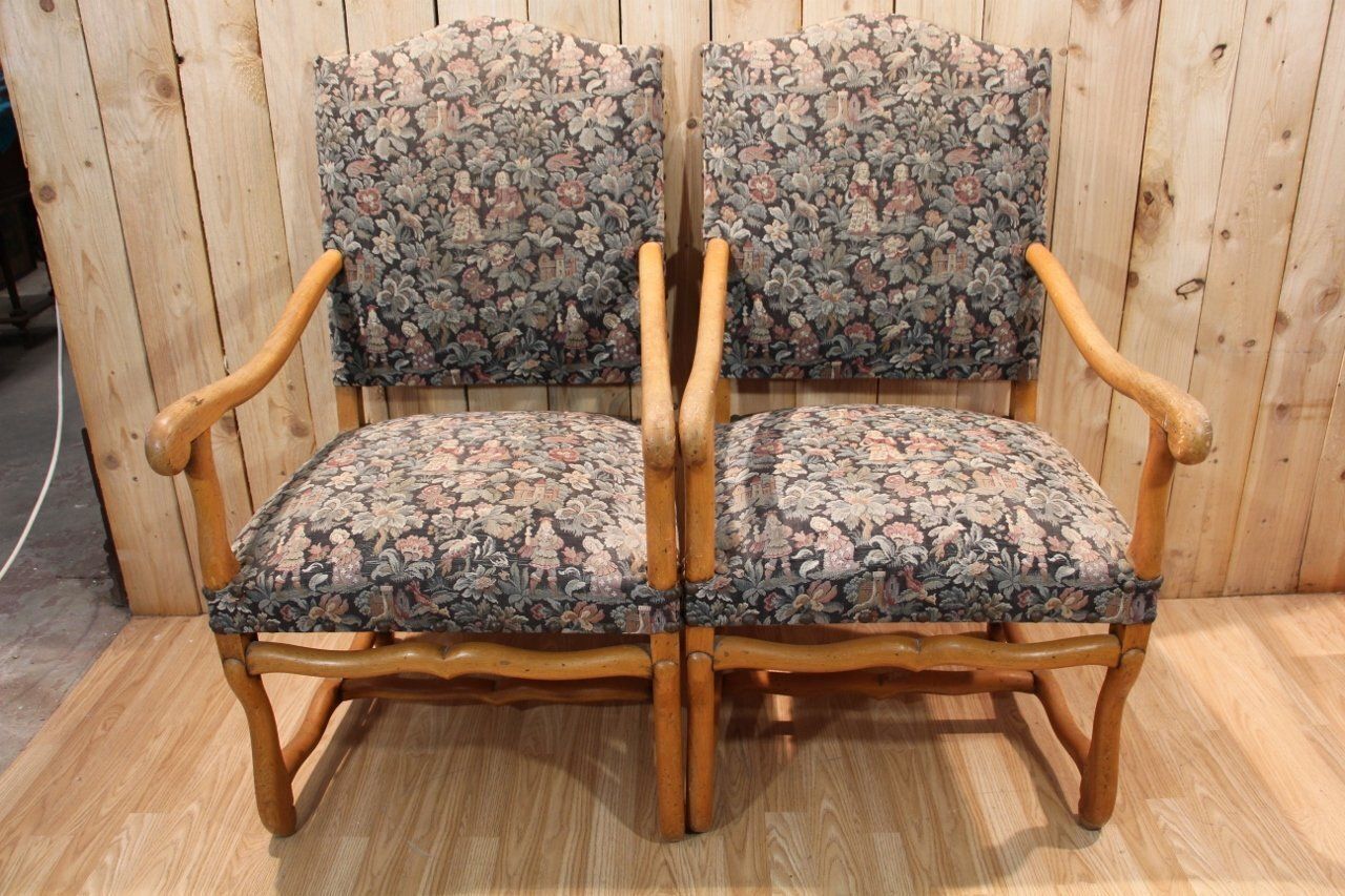 Louis XIII Style Sheep Bone Armchairs, 1890s, Set Of 2 photo Furniture