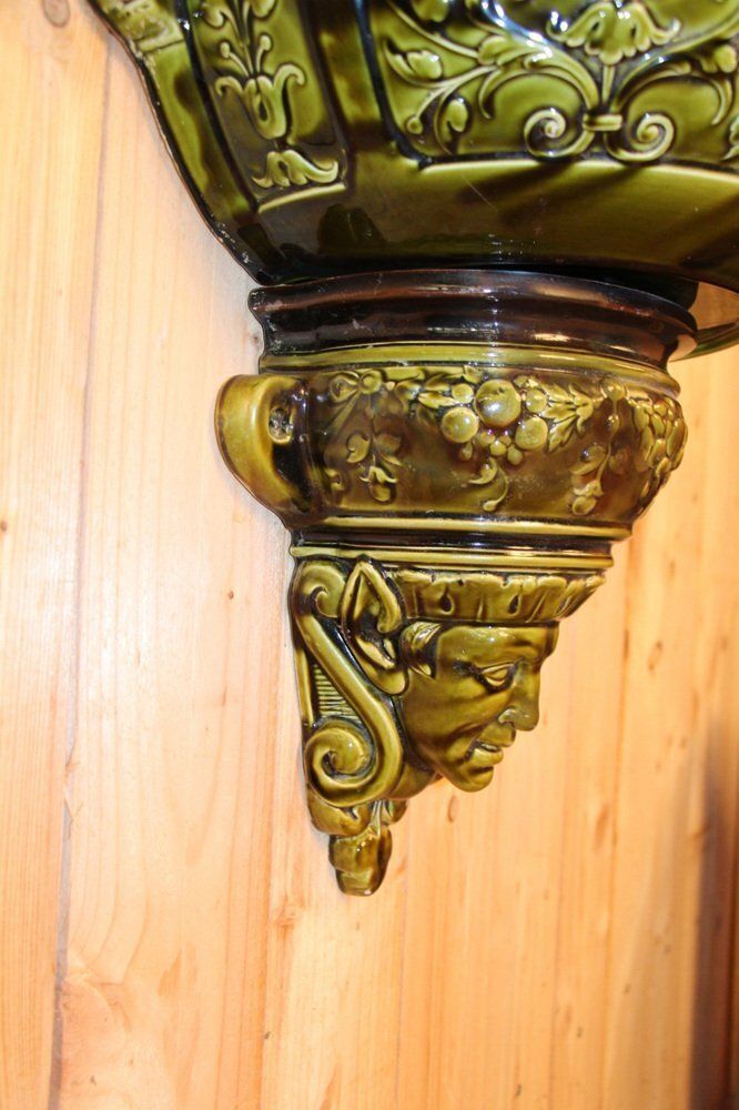 Large 19th Century Fountain Wall In Ceramic, Sarreguemines, France photo for sale