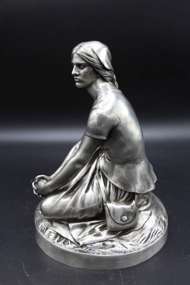 Chapu, Barbedienne Sculpture Of Joan Of Arc, 1800s, Bronze With Silver Patina photo furniture