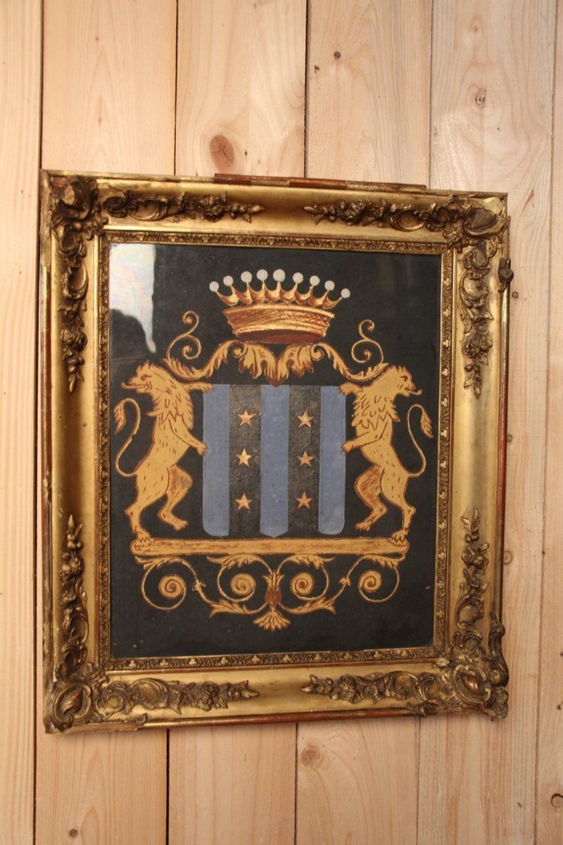Coat Of Arms, 1800s, Watercolor And Gouache, Framed