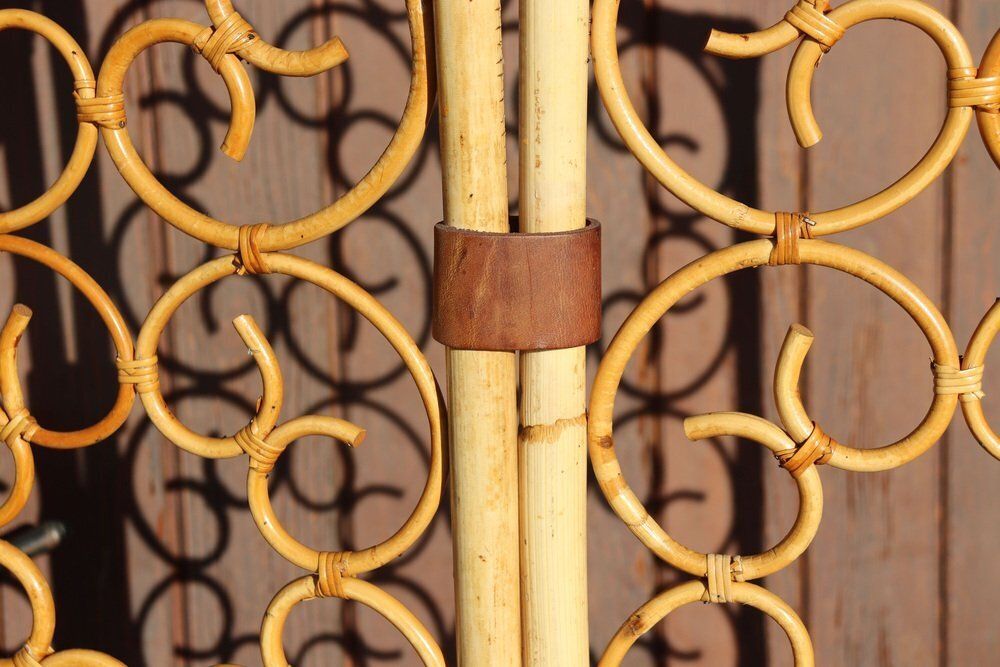Vintage Italian Rattan Screen With 3 Leaves, 1960s photo buy