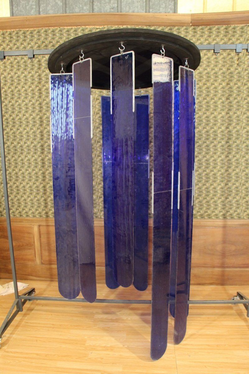 Large Chandelier In Royal Blue Stained Glass, 1970s photo furniture