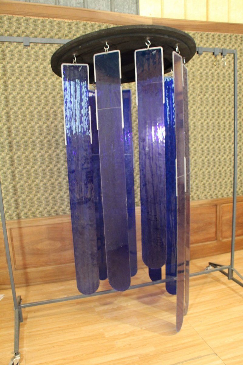 Large Chandelier In Royal Blue Stained Glass, 1970s photo 6835.0