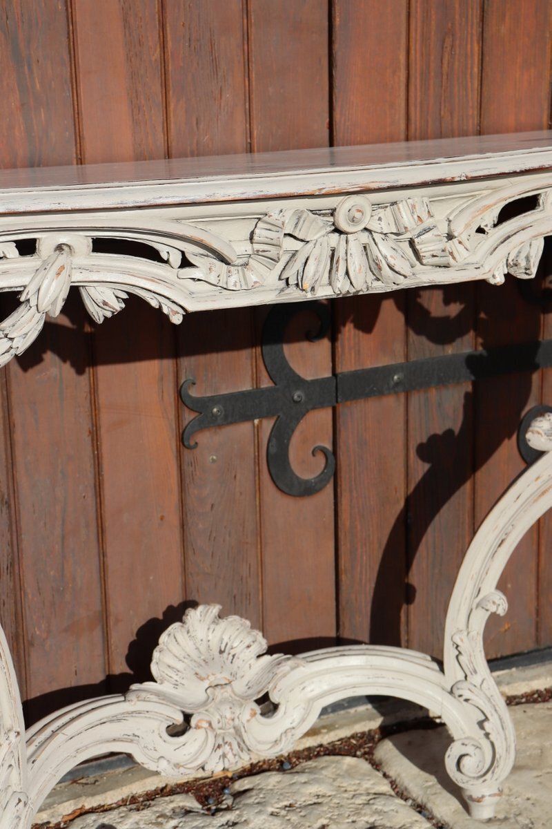 Large 18th Century Carved And Molded Console Table In Walnut And Oak photo Furniture
