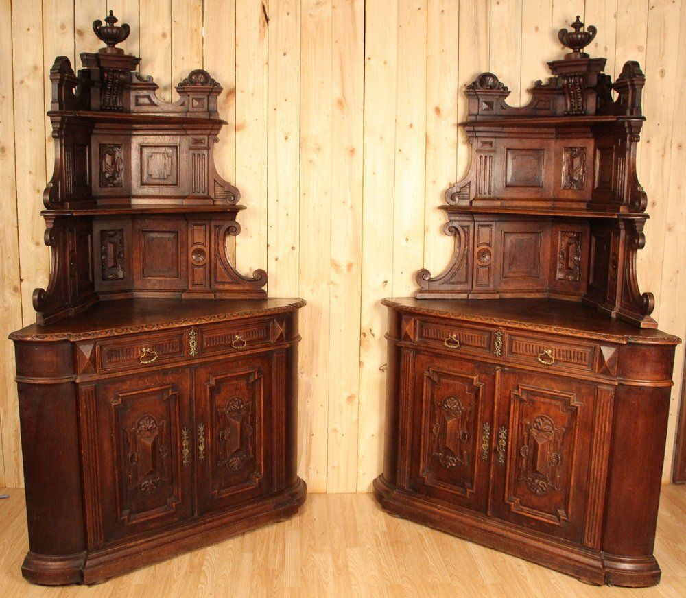 Large Corners Of Castle Cabinets, Set Of 2