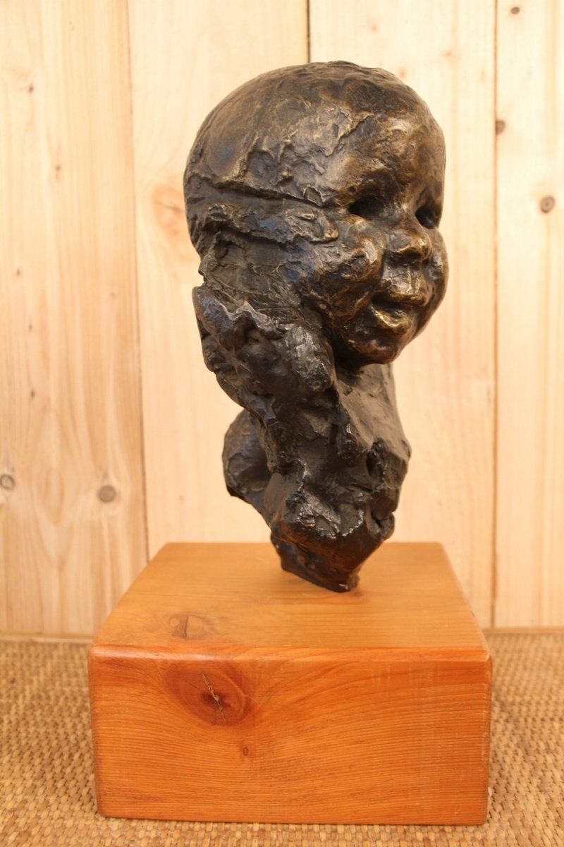 Victor Prouvé, Head Of Child Bronze, Old Jean Prouvé Collection photo Art