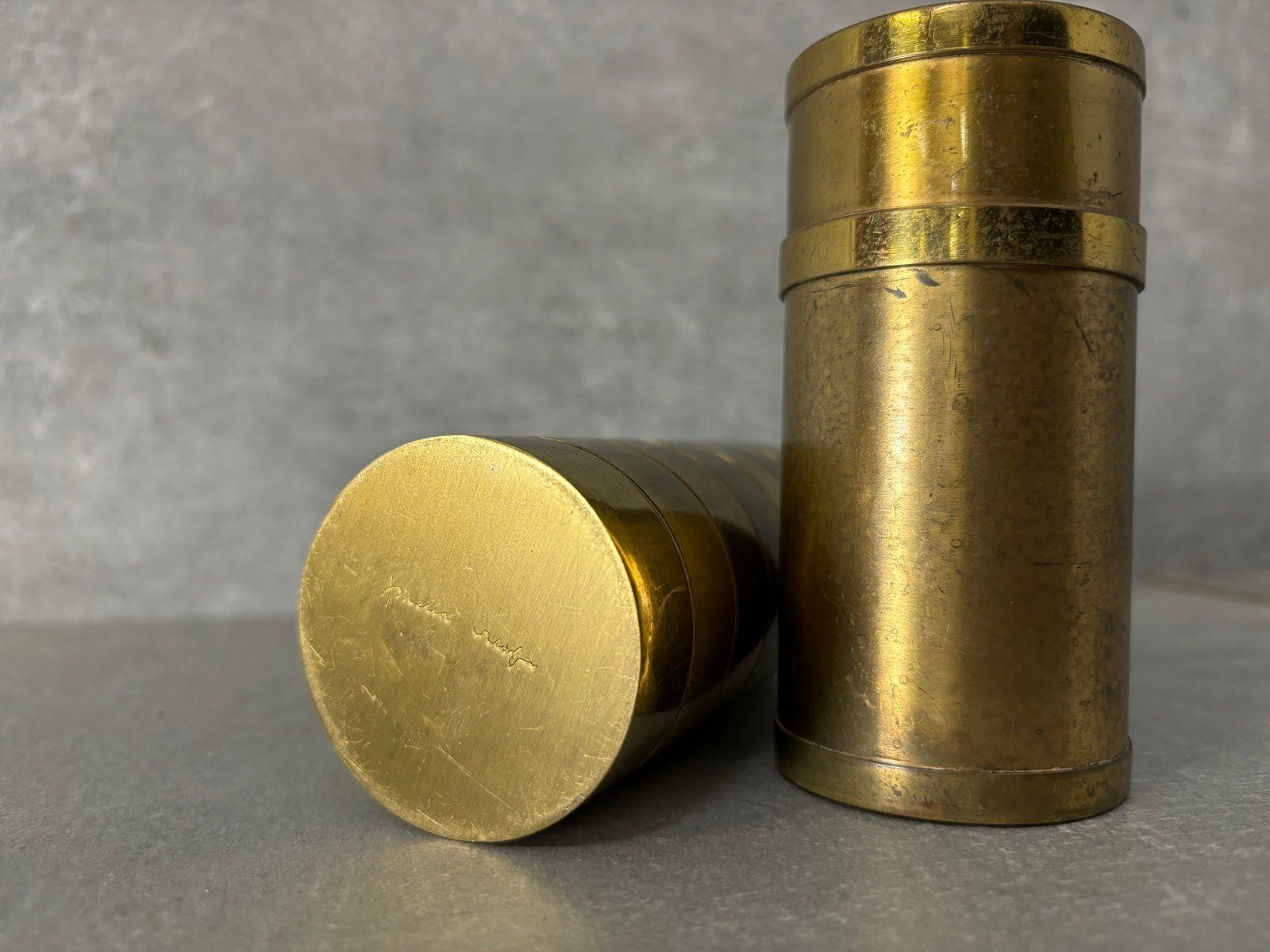 Brass Containers By Gabriella Crespi, 1970s, Set Of 2 photo vinterior