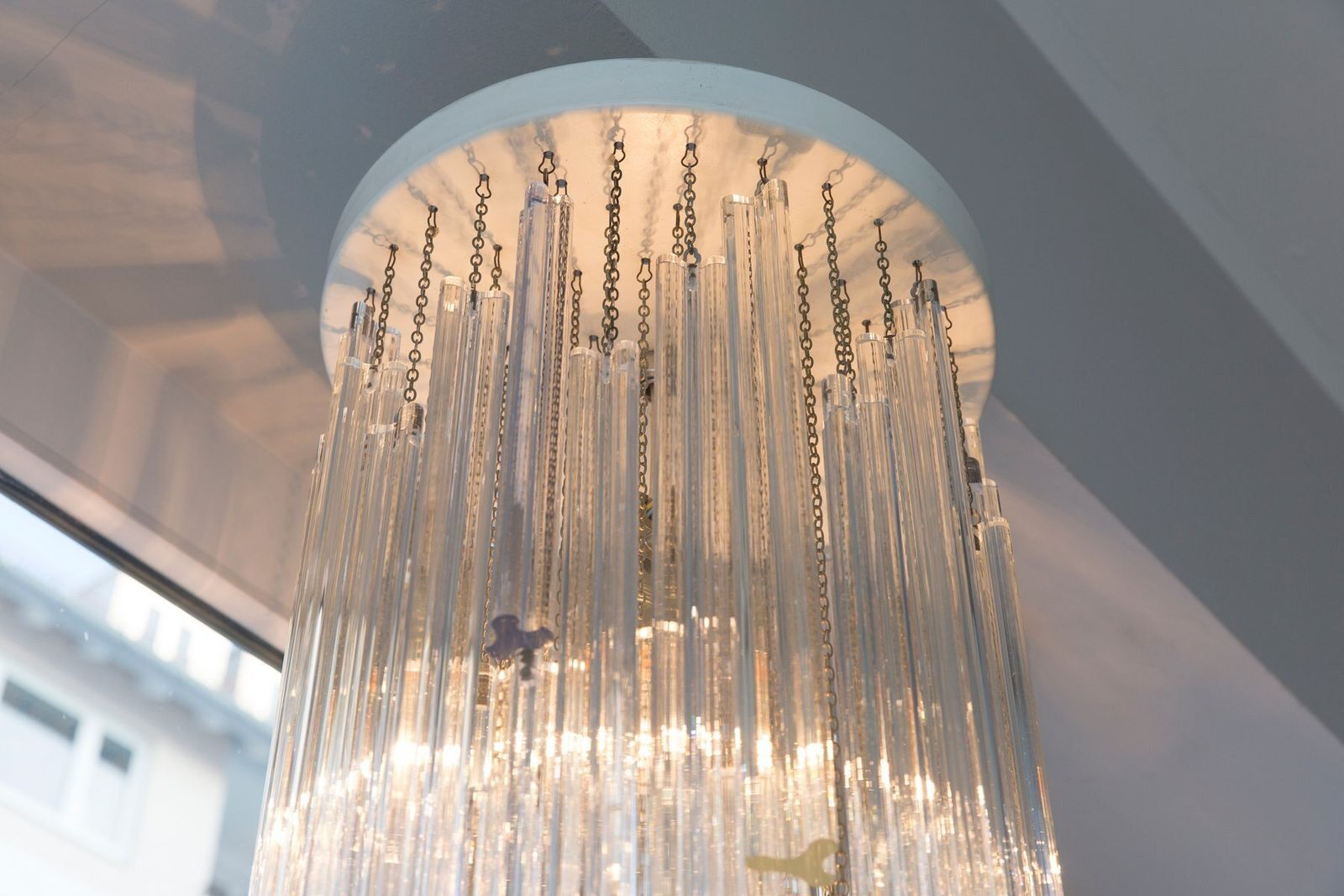 Italian Trilobo Chandelier From Venini, 1970s photo vintage