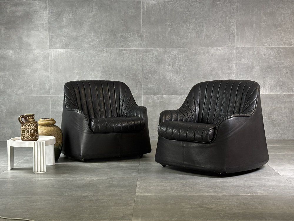 Set Of Ciprea Leather Armchairs By Afra And Tobia Scarpa For Cassina, 1960s photo buy