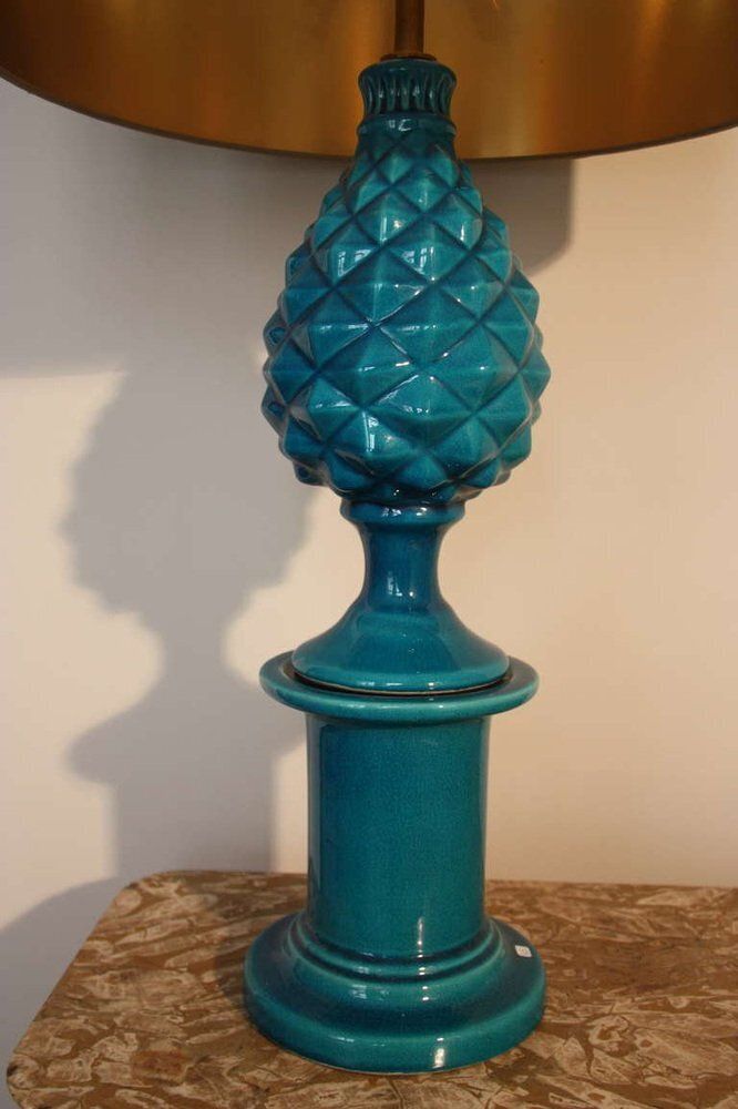 Vintage French Blue Pineapple Table Lamp By Pol Chambost, 1970s photo buy