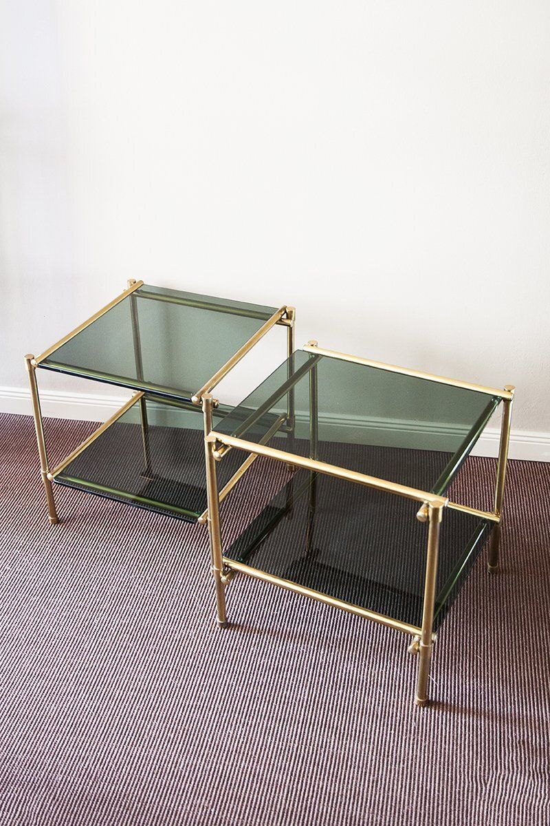 Italian Side Tables In Brass, 1970, Set Of 2