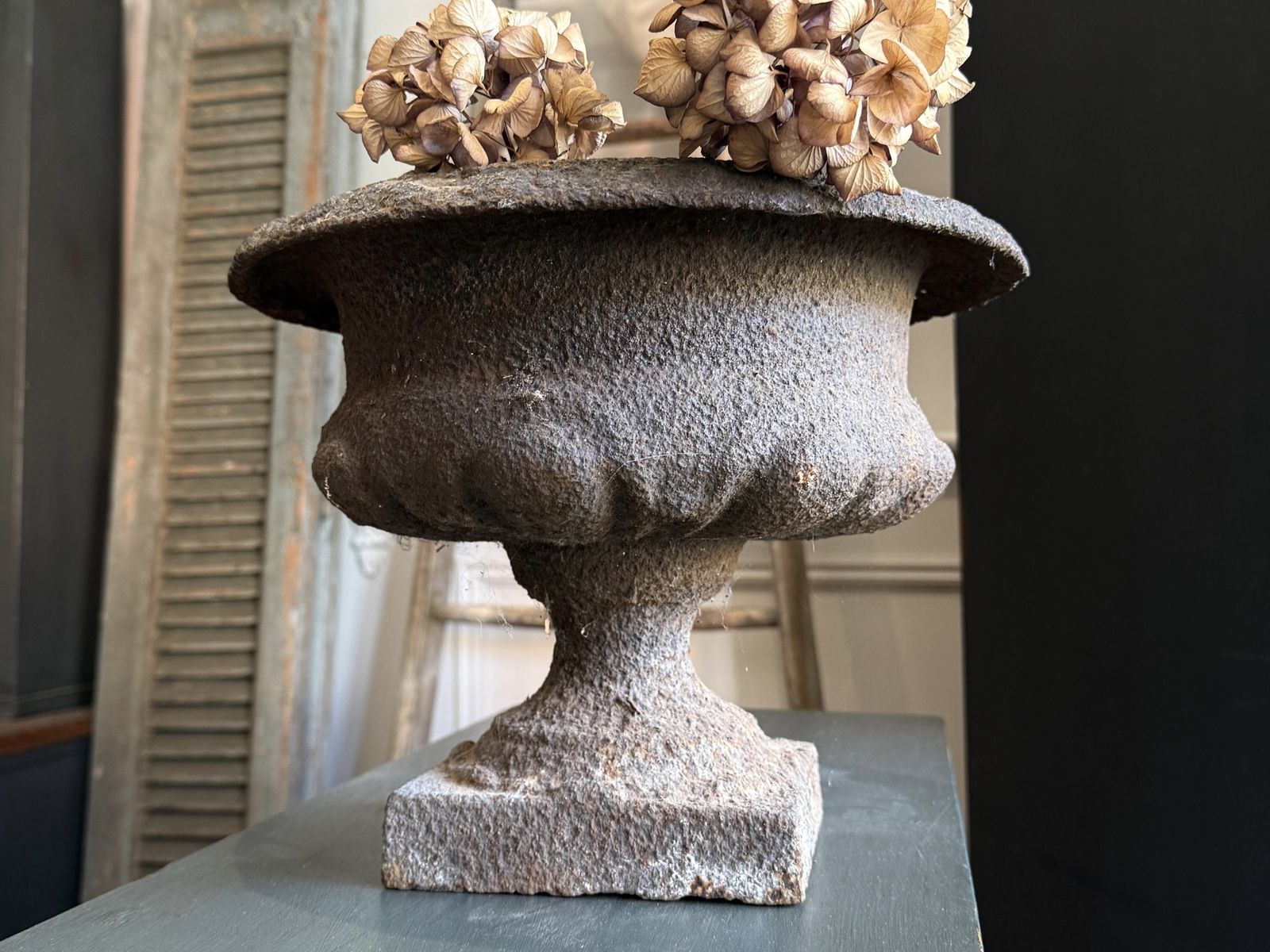 Antique French Cast Iron Urn Planter photo for sale