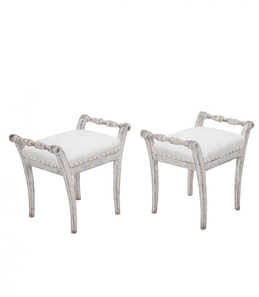 Pair Of Late 19th Century Swedish Gustavian Style Footstools photo furniture