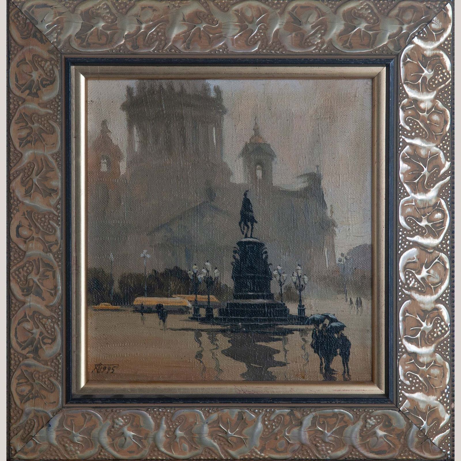Equestrian Monument In The Mist – Follower Boris Alexeyevich Semyonov – Oil On Canvas photo furniture