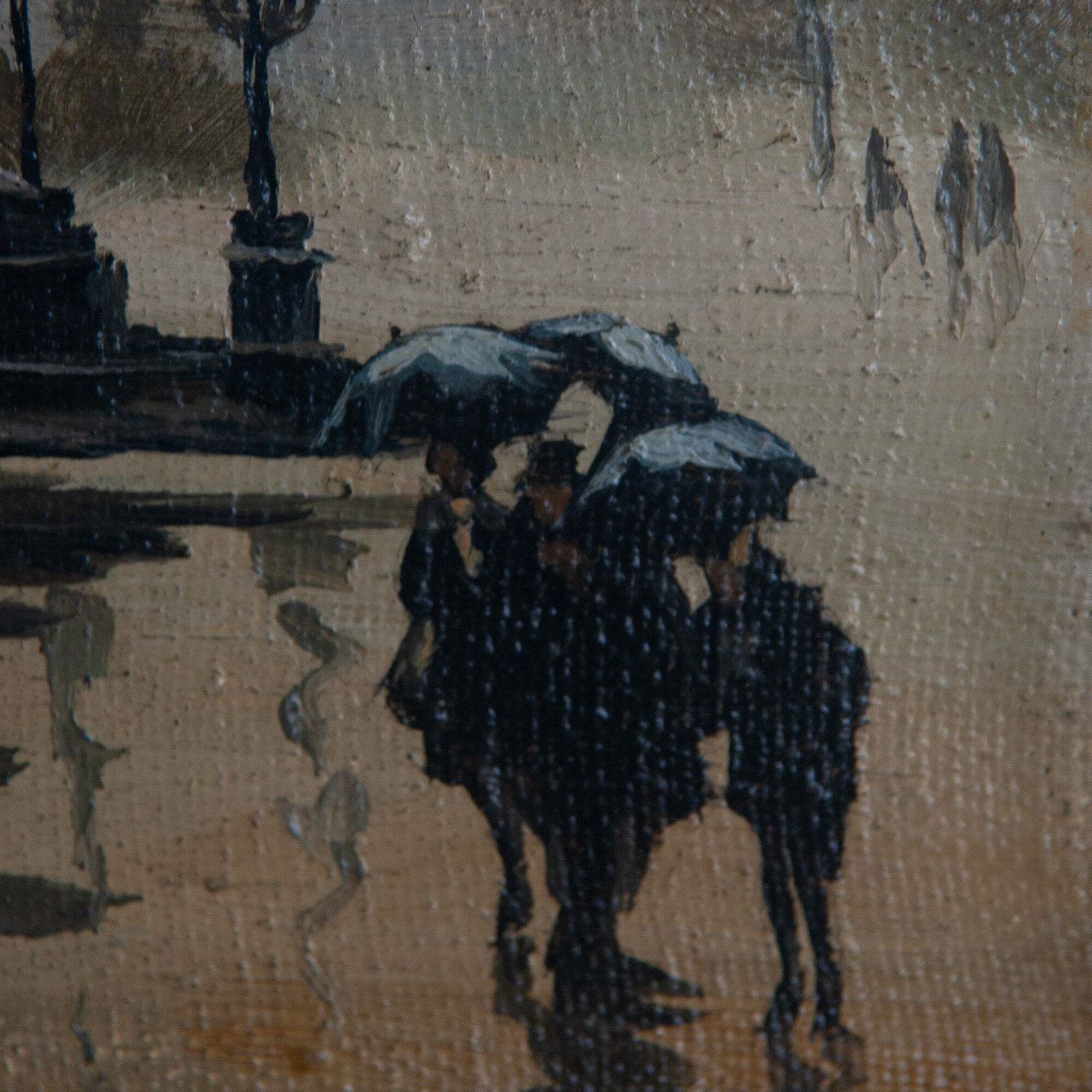 Ruiterstandbeeld In De Mist – Volgeling Van Boris Alexeyevich Semyonov – Olieverf Op Doek photo for sale