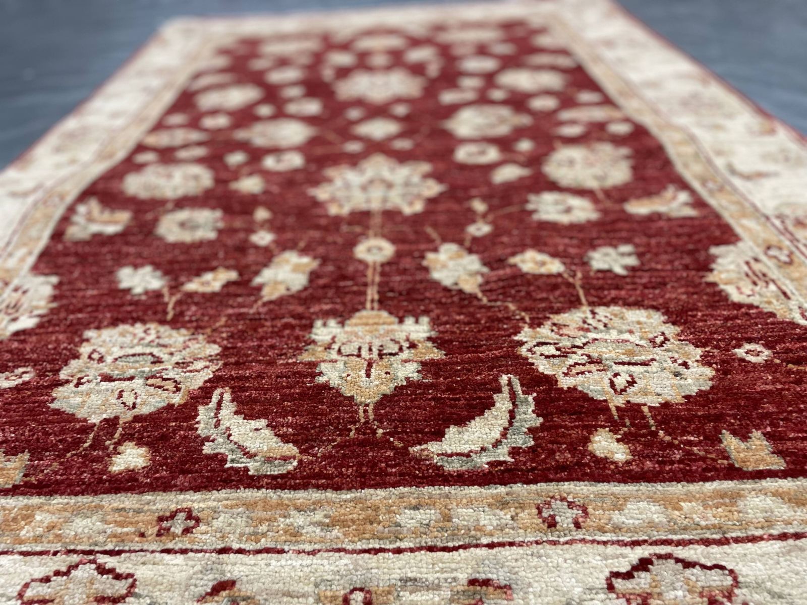 Handmade Wool Red Rug, Floral Oriental Carpet For Living Room 152x100cm photo 692.0