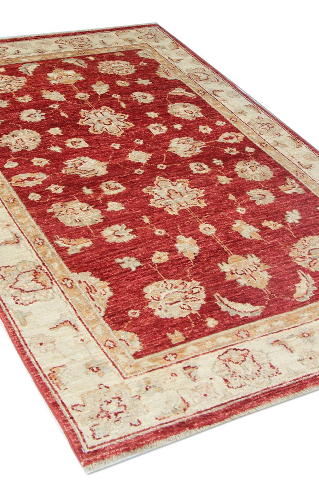 photo furniture Handmade Wool Red Rug, Floral Oriental Carpet For Living Room 152x100cm