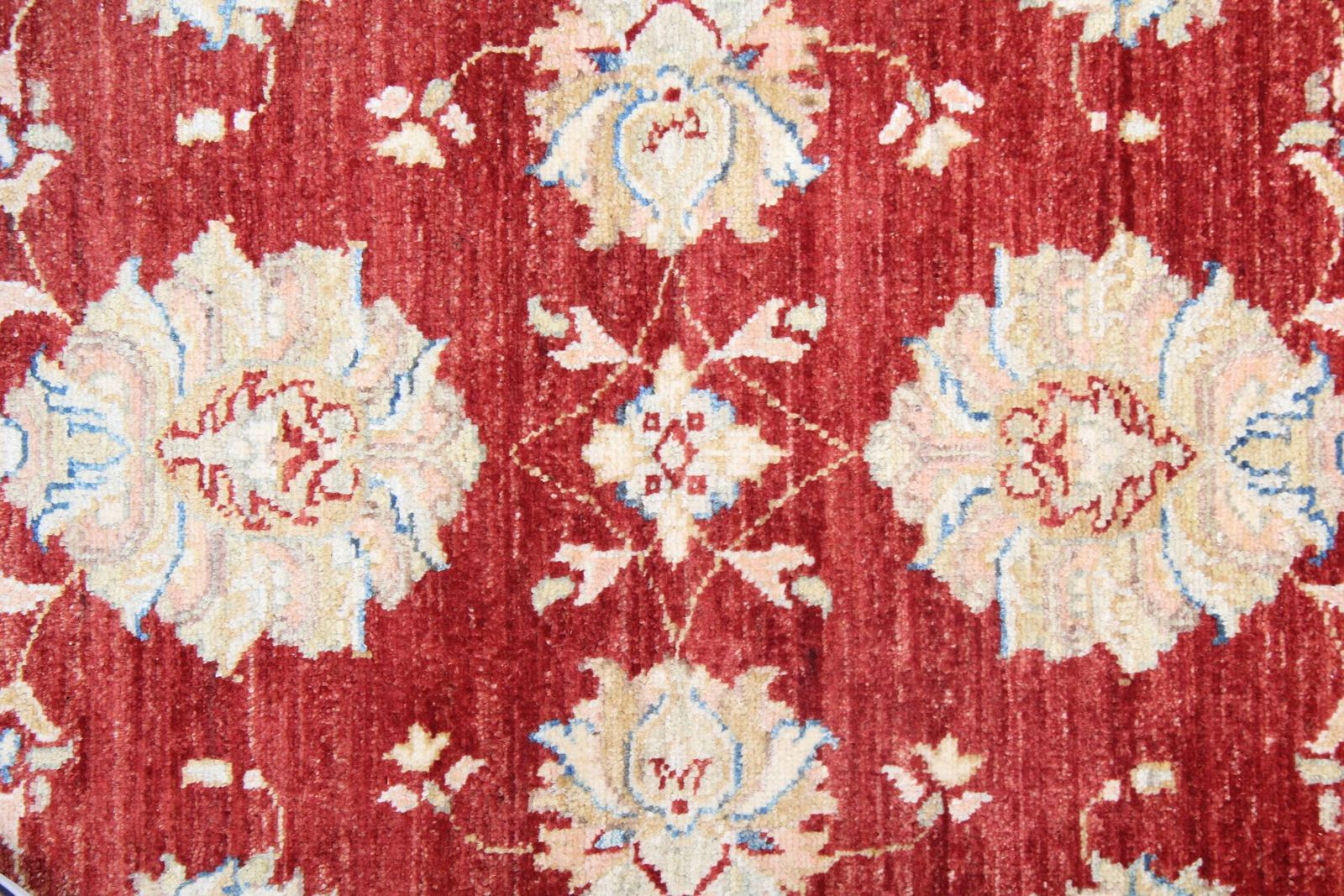 Red Gold Wool Rug, Handmade Floral Oriental Carpet 121x77cm Bedroom Decor photo vinterior