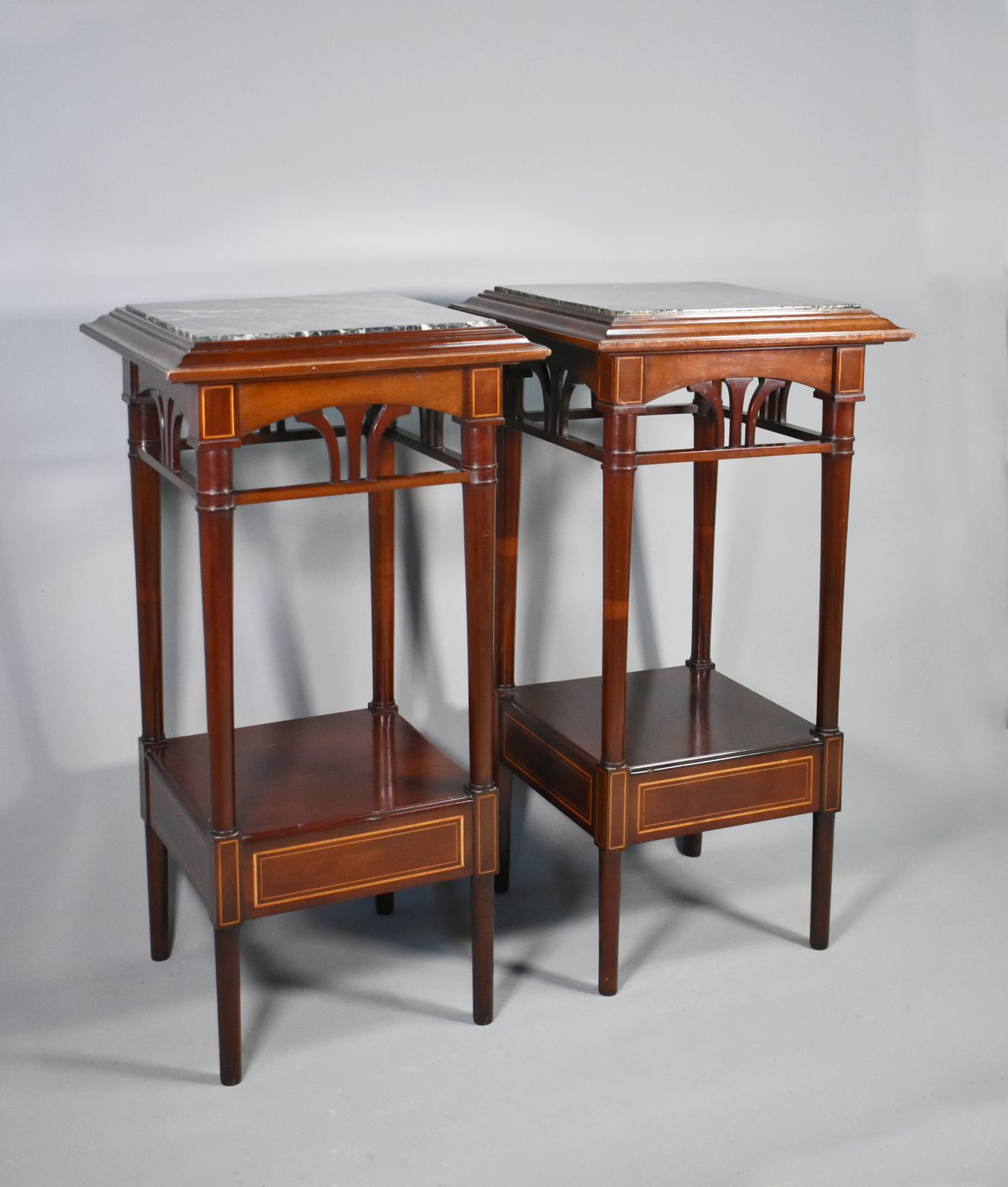 Antique Pair Of French Sellettes Pedestal Tables In Mahogany photo furniture