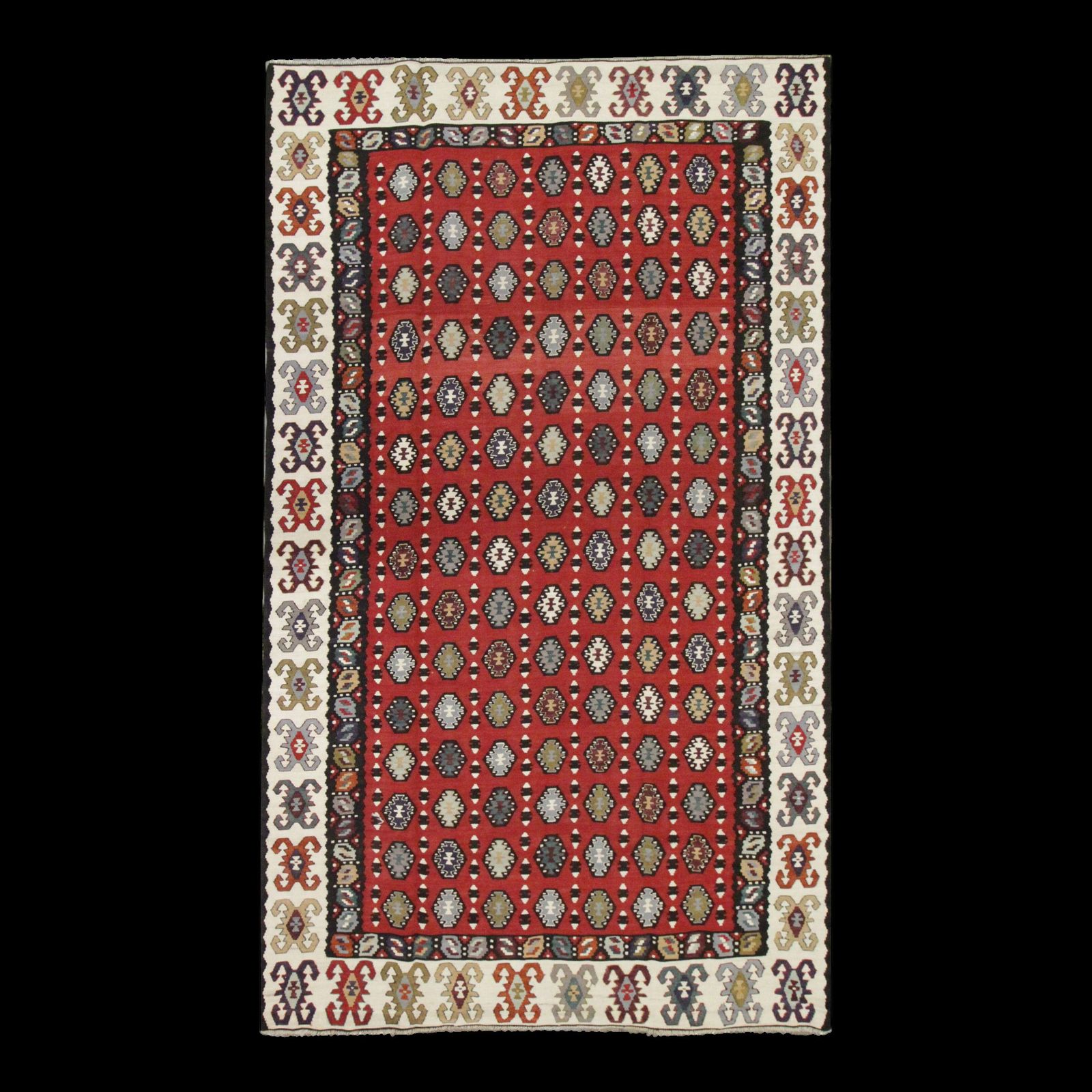 Serbian Kilim Rug, Handwoven Wool Flatweave Carpet, Folk Art 245x150 Cm