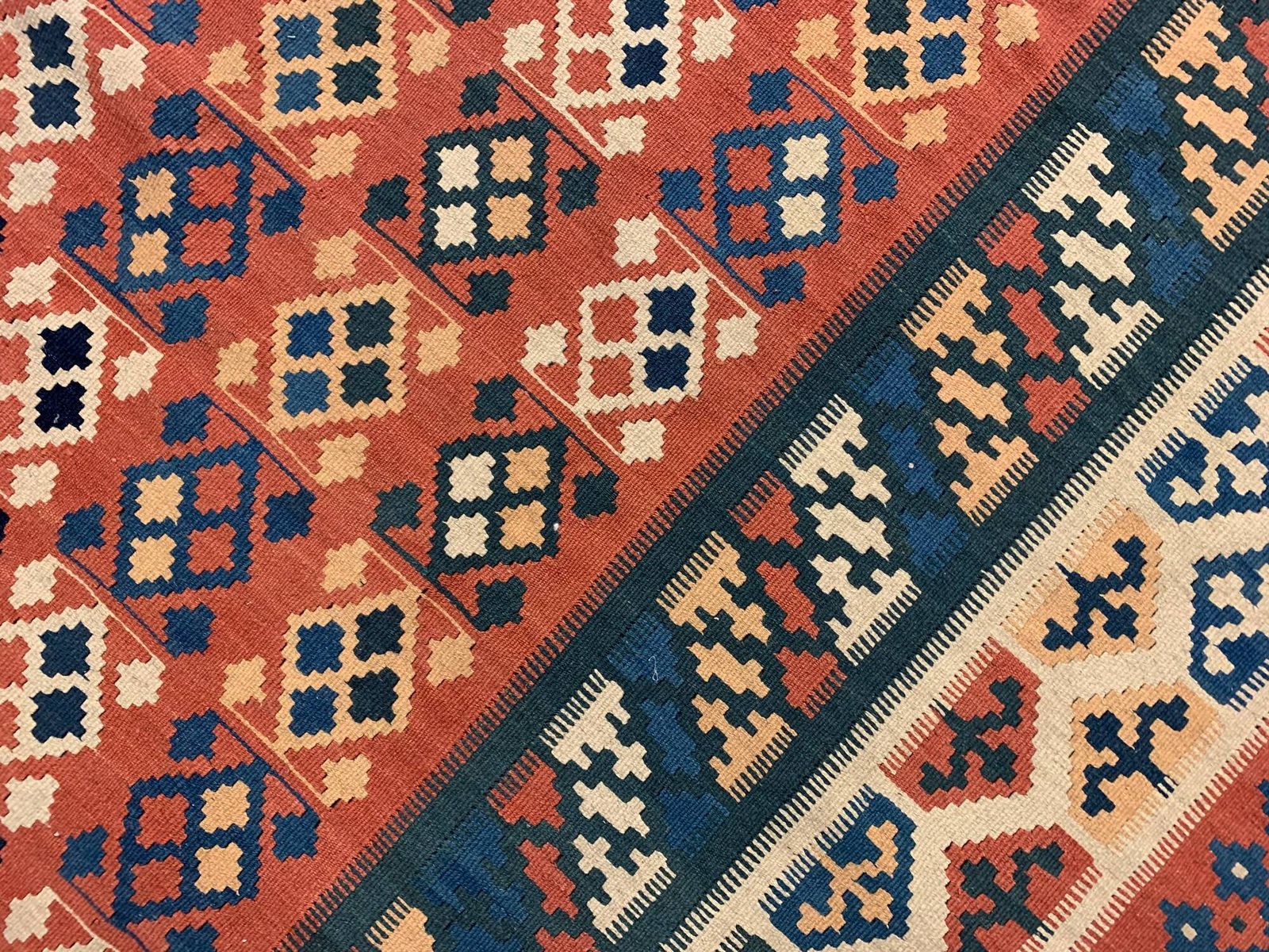 Large Vintage Kilim Rug, Turkish Wool Flatweave Geometric Design 296x212cm photo buy