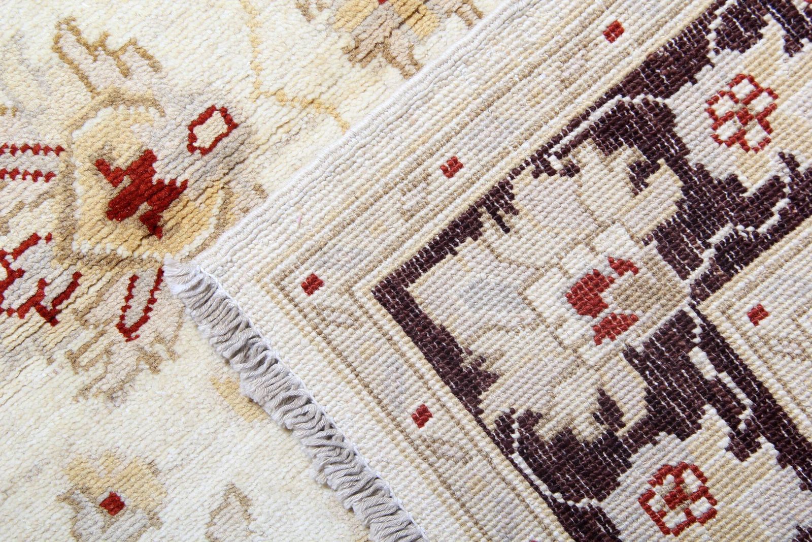 photo buy Beautiful Cream Brown Wool Rug, Floral Oriental Traditional Rug 106x150cm