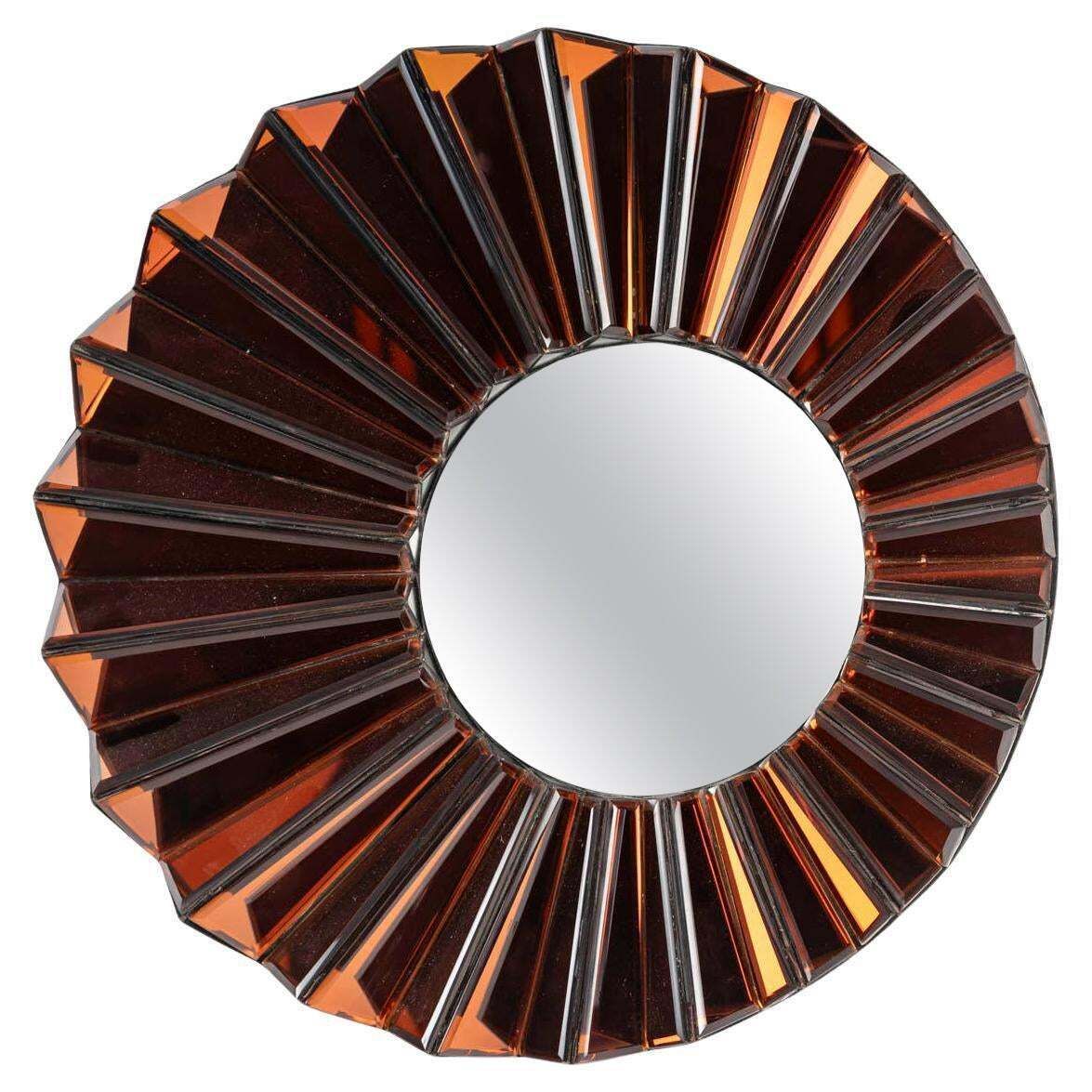 Wall Mirror By Olivier De Schrijver, Red Glass Plate, Simba Model, 20th Century.