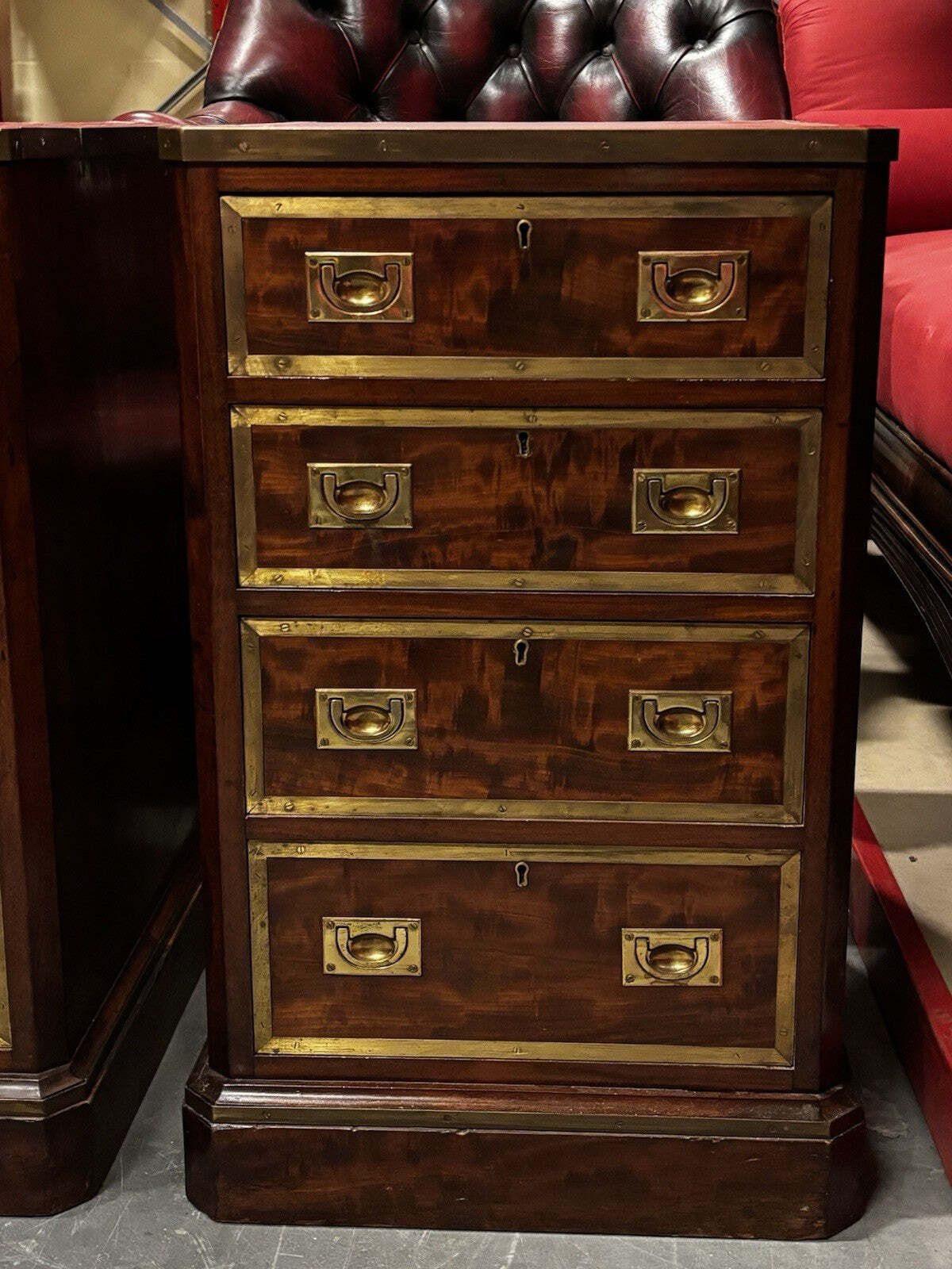 Pair Of Small Victorian Chests Of Drawers, Mahogany & Brass Inlay. photo furniture